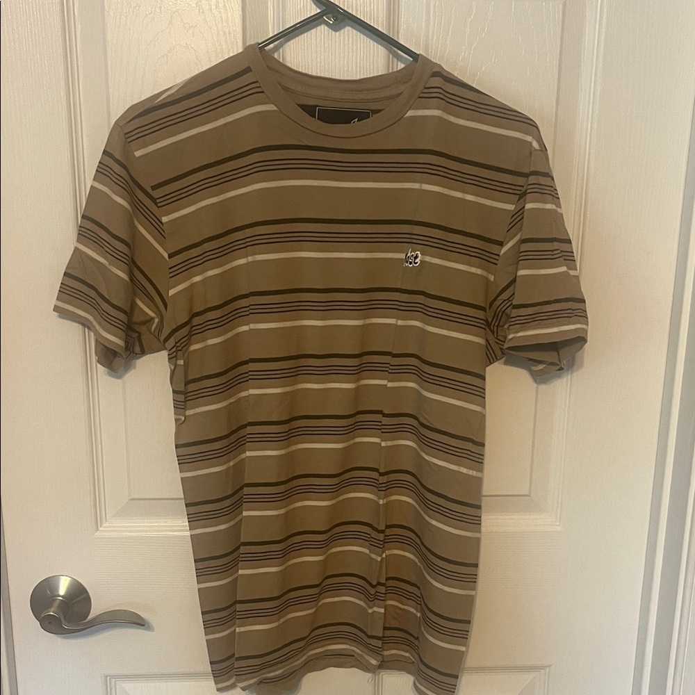 Lost Brown Striped Short Sleeve Tee